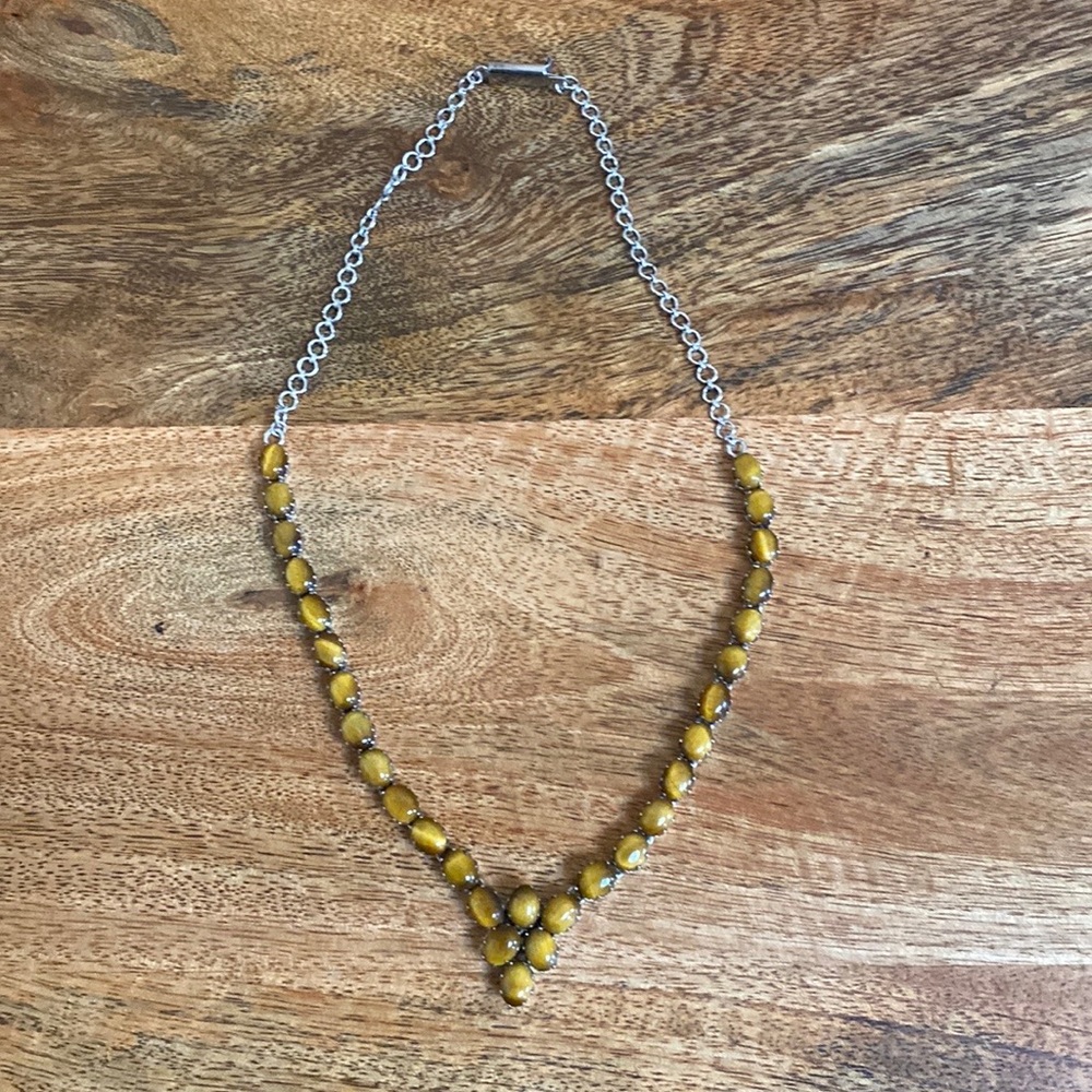 🖤 VTG Tigers Eye Silver Statement Necklace